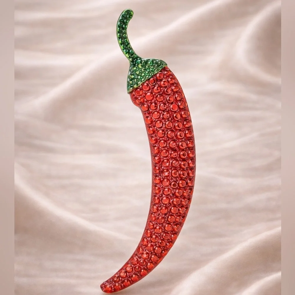 Red Chili Pepper Gold Brooch